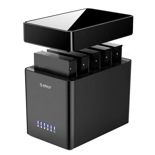 ORICO 5 Bay 3.5inch Hard Drive Enclosure USB 3.0 to SATA Magnetic Tool-Free External HDD Docking Station Case with 12V/6.5A Power Adapter for Family Storage Expansion Up to 90TB (5x18) - DS500U3