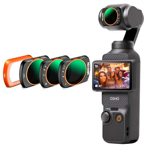 MINGVEN Adjustable Magnetic ND Filters Set for DJI Osmo Pocket 3 Creator Combo, Adjustable ND Filters 1-5 Stops + 6-9 Stops - 4 Pack (CPL, UV, VND2-32 VND64-512)