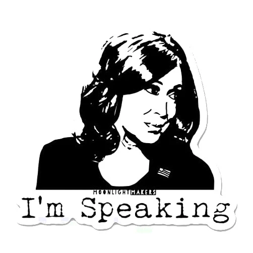 Moonlight Makers Funny Die Cut Bumper Stickers, Car Art, Bike Vinyl, Weatherproof (I'm Speaking, Kamala Harris)