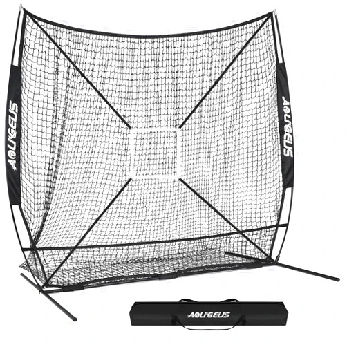 AOLIGEIJS 7'X7' Baseball Softball Practice Net,Pitching Net,Batting Net,with Large Ball Collection System,Baseball Pitching Kit - Batter Dummy,Bonus Strike Zone