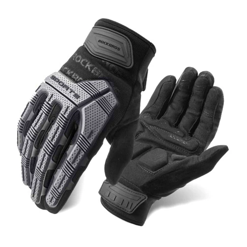 ROCKBROS Mountain Bike Gloves with Gel Pad Touch Screen Knuckle Protection for BMX MX ATV MTB Racing Black