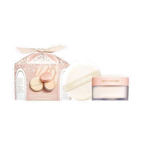 Laura Mercier Translucent Loose Setting Powder Ultra-Blur & Puff Set Divinely Flawless: Talc-Free, Long Lasting, Normal to Dry + Mature Skin, 3 Shades for All Skin Tones, Hyaluronic Acid Infused