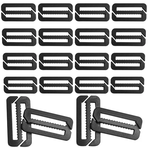 LUORNG 20PCS Double Opening Webbing Adjustment Buckle 25mm Plastic Webbing Attachment Clip Suitcase G Hook For all kinds of Buckle Backpacks School Bags Photo Bags