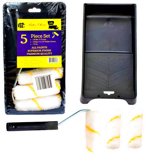 Bates Choice Bates- Paint Tray Set, 4 inch Paint Roller, Paint Tray, Foam Roller, Paint Roller Brush, Small/Mini Paint Roller, House Painting Supplies, Paint Roller Covers, Roller Frame, Roller Naps