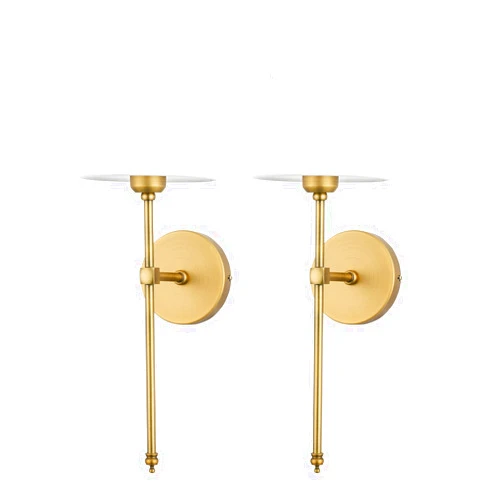 Bsmathom Wall Sconces Sets of 2, Classic Brushed Brass Sconces Wall Lighting, Hardwired Bathroom Vanity Light Fixture with Fabric Shade for Bedroom Living Room Hallway Kitchen, Gold