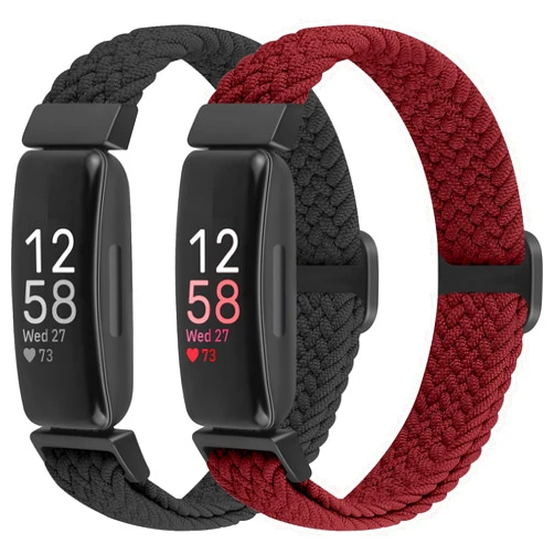 Puhuite Elastic Braided Watch Band Compatible with Fitbit Inspire 3/Inspire 2/Inspire/Inspire HR/Fitbit ace 3/Ace 2, Adjustable Stretchy Strap Sport Nylon Loop Replacement Wristband for Fitbit Inspire