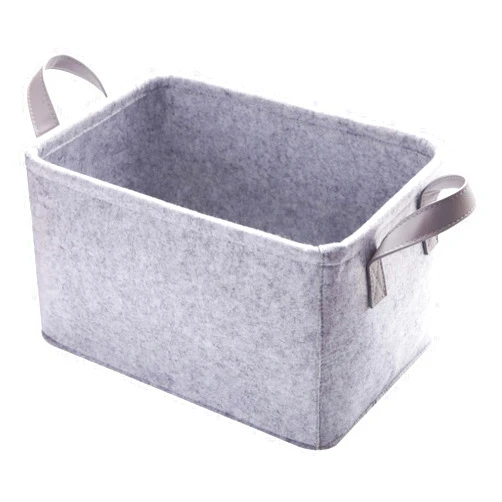 Minoisome Collapsible Storage Basket with Carry Handles Felt Fabric Storage Bin Durable Organizer for Gift Toys Shoes Clothes Towels Nursery Home Laundry Office Decorative Organizing Box(Light Grey)
