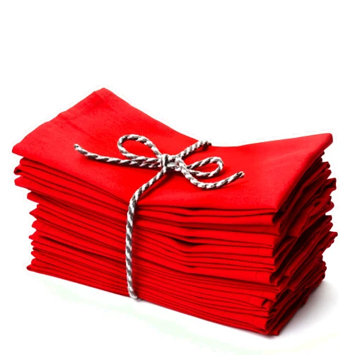 PERLLI Christmas Red Cloth Dinner Napkins Kitchen Cloth Napkins 12 Pack 18X18 Inches Cotton Blend Soft Fabric with Hemmed Edges Washable Reusable Linen Napkins for Parties Setting Table Decor (Red) by PERLLI