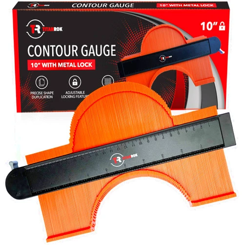 Titanrok Contour Gauge (10-inch) Shape Duplicator, Ruler & Corner Measuring for Woodworking, Flooring, Angle Finder. Super Gauge Shape and Outline Tool, Contour Gauge with Lock, Contour Gauge Tool