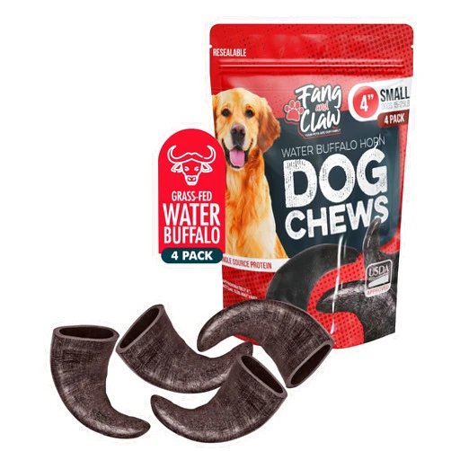 Fang and Claw Water Buffalo Horn Dog Chew 4 Pack - Small 4