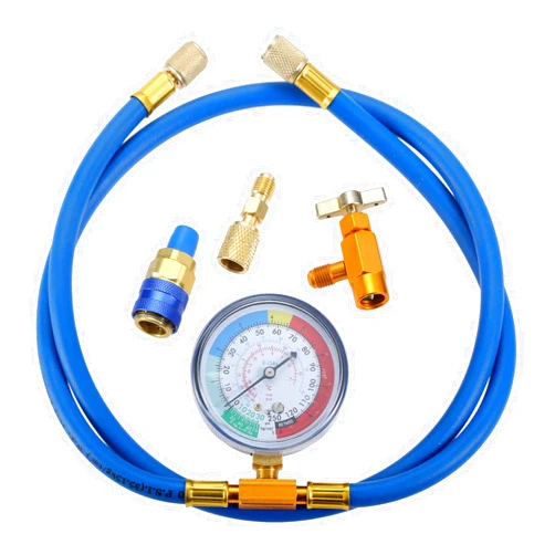 Aupoko R134A Recharge Hose Kit with Gauge, 59'' AC Refrigerant Recharging Hose with 1/2