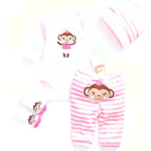 Tatu Reborn Baby Girl Doll Clothes 20-22 Inches Newborn Baby Girl 4 Pieces Accessories Set