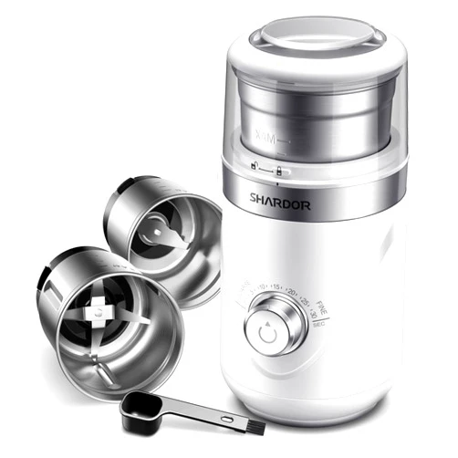 SHARDOR Adjustable Coffee Grinder Electric, Herb Grinder, Spice Grinder, Coffee Bean Grinder, Espresso Grinder with 2 Removable Stainless Steel Wet and Dry Bowl, White, Upgraded 2.0