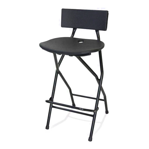 EventStable TitanPRO Folding Bar Stool with Backrest - Black Metal Frame Stool with Back Support - Durable and Sturdy Folding Stool for Outdoor Kitchen Shop Cafe