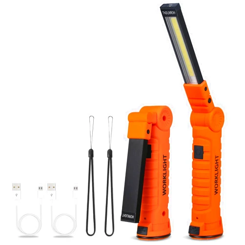Vagocom LED Rechargeable Work Lights,Vagocom Flashlight Hand Tools Mens Dad Birthday Gift Magnetic Worklight,360°Rotate 5 Modes Portable Inspection Torch for Mechanics,Automotive,Camping,Emergency (2 Pack)