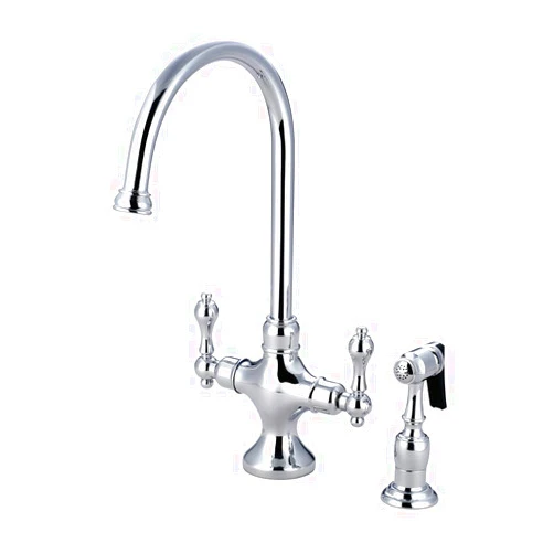Kingston Brass KS1761ALBS Vintage Classic Kitchen Faucet with Brass Sprayer, 7-7/8-Inch, Polished Chrome