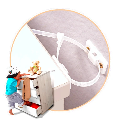 Unichild 12 PCS Furniture Anchors for Baby Proofing Anti Tip Child Safety Cabinet Straps to Help Furniture Secure to Wall Baby Proof Anchoring Kit for Shelf & Dresser to Protect Toddler Kid Pet Adjustable