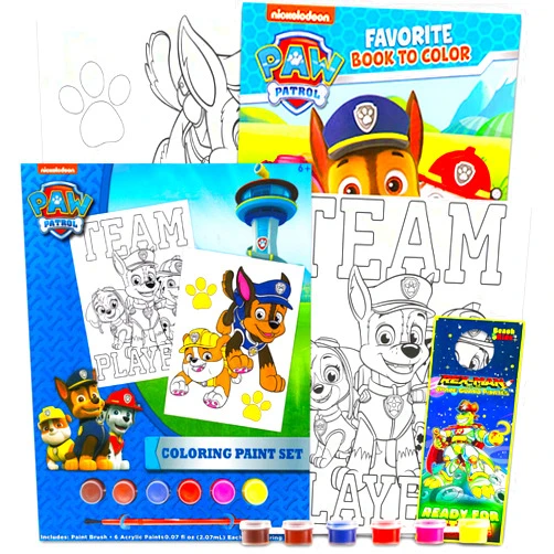 Paw Patrol Paint Posters Set - Bundle with Paw Patrol Painting Activity Book with Coloring Pages, Stickers, and More | Paw Patrol Coloring and Activities for Toddlers, Kids