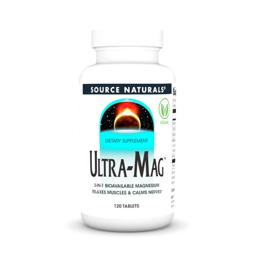 Source Naturals Ultra-Mag, 5-in-1 Bioavailable Magnesium - Relaxes Muscles & Calms Nerves* - 120 Vegan Tablets