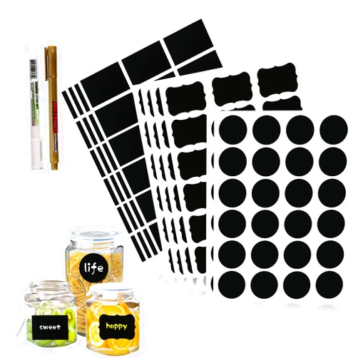 MAZliving Chalkboard Labels, Removable Blackboard Label Stickers 192PCS with 2 Free Chalk Markers, Waterproof Reusable Labels for Food Containers, Mason Jars, Pantry, Bottles