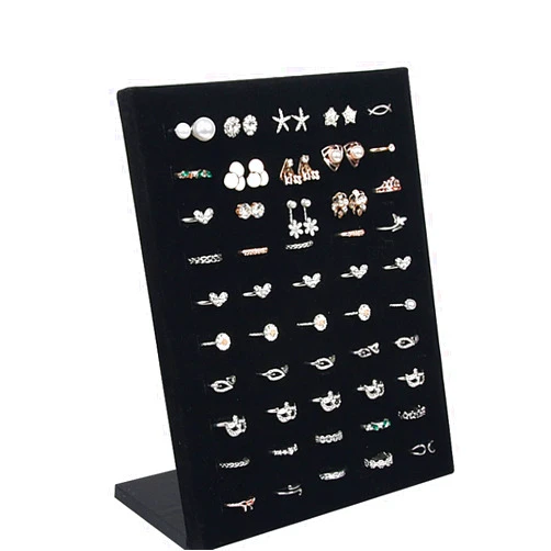 Fkjdefcsdjcsdjcdbvf Jewelry Stand Velvet Ring Display Holder Stand for Store 50 Seat for Rings Storage Jewelry Display Wall Jewellry Organizer Rack Jewelry Tower (Color : Black) (Black) (Black)