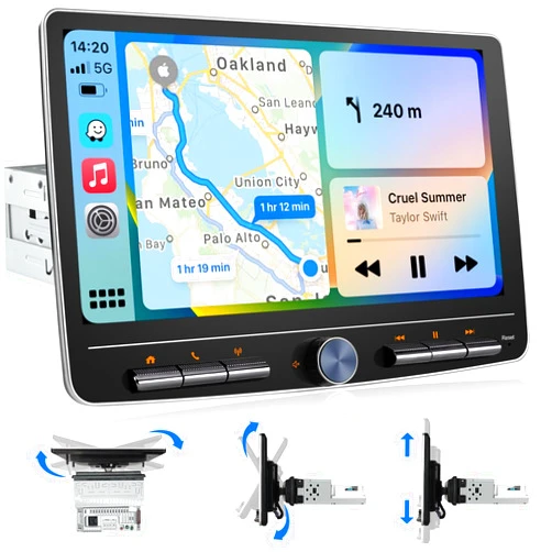 IYING Wireless CarPlay Single Din Touchscreen Car Stereo Wireless Android Auto 2G+32G Detachable 10 Inch Touch Screen Android Car Radio Car Play Bluetooth AM/FM GPS Navigation WiFi Car Audio Receiver