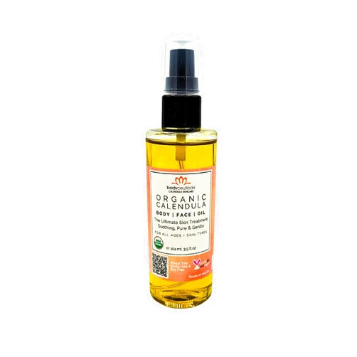 Bodyceuticals Certified Organic Calendula Oil - High Potency Farm Fresh Flower & Olive Oil | Moisturizing Skincare & Repair | Non-GMO | Vegan | Kosher | Wheat-Free | Gluten-Free | Soy-Free | 3.5oz