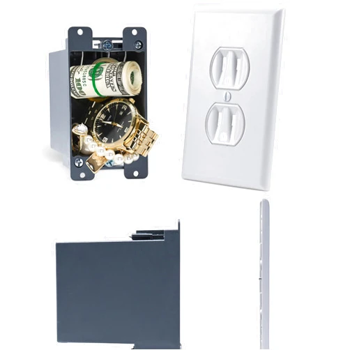 Secret Stash Electrical Outlet Hidden Wall Safe (Simple Install, Magnetically Attaches For Easy Use) Hiding Places for Valuables | Hide in Plain Sight Key Money Jewelry Storage Cash Holder Safes Outlet Safe Box