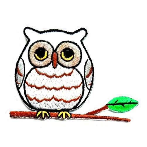 NiPitShop Owl Bird patch Nipitshop Patches Little White Owl Bird Climb The Tree Cartoon Kid Baby Girl Jacket T-Shirt Patch Sew Iron on Embroidered Sign Badge Costume Clothing