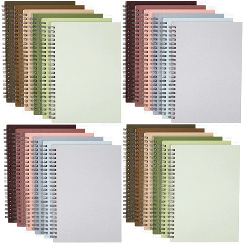 Fuutreo 24 Pcs Spiral Notebook for Work A5 8.3 x 5.7 Inch College Ruled Spiral Journal Notebook Kraft Cover Notebook, 12 Color, 60 Sheets, 120 Pages for Office School Supplies(Morandi Color)
