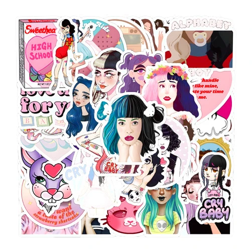 LELEW 50 Pieces of Melanie Martinez Melanie Martinez Stickers Mobile Phone Luggage Computer Tablet Guitar Decoration Sticker Sticker Decoration