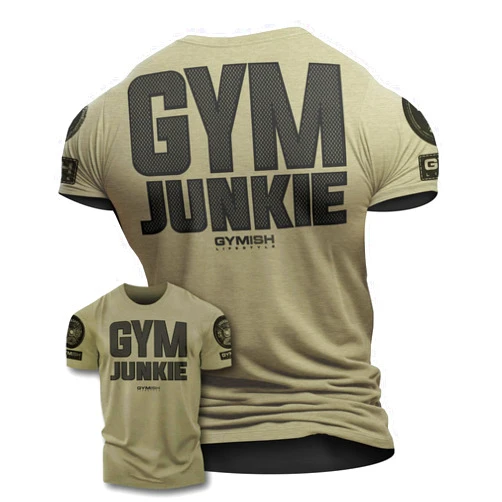 Gymish Lifestyle Gym Junkie Funny Saying T-Shirt for Men Fitness Inspiring Workout Shirts for Him