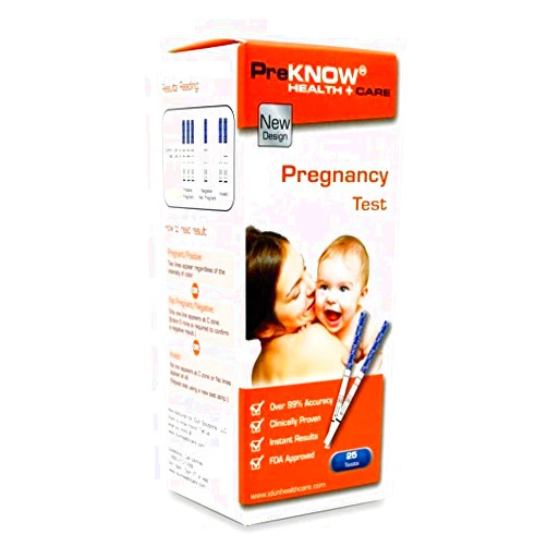 PreKnow HCG Early Pregnancy Test Strips Detection (25 Pack) - Instant Results -The Counter Use and Self-Testing (2021 Latest Model)