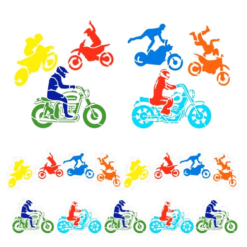 FINGERINSPIRE 2 PCS Motocross Stencil for Painting 11.8x11.8 inch Reusable Motocross Racer Stencil Cool Splicing Motorcycle Stencil Plastic Craft Stencil for Painting on Wall Wood DIY Home Decor