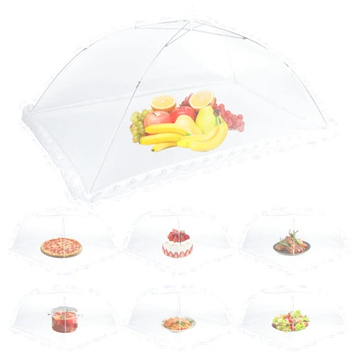 Findful Food Covers for Outside Mesh, 1 Extra Large (40 x 24 in) & 6 Large (17 x 17 in) Food Tents/Food Covers for Outdoors Mesh Screen, Pop-Up and Collapsible, Picnic Pool Party Supplies