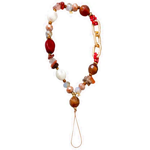 Turkalla Phone Charm Phone Wrist Strap,Colorful Natural Stone Metal Ring Crystal Beaded Phone Strap,Cell Phone Lanyard