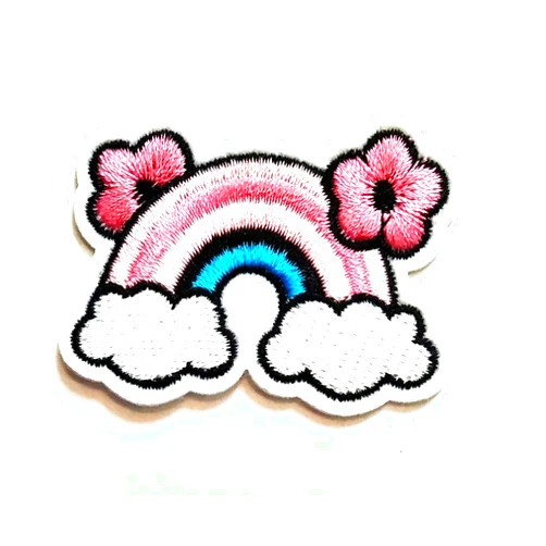 NiPitShop Cartoon Patch Nipitshop Patches Fashion Beautiful Rainbow Clouds Flowers Cartoon Kids Patch Embroidered Iron On Patch for Clothes Backpacks T-Shirt Jeans Skirt Vests Scarf Hat Bag