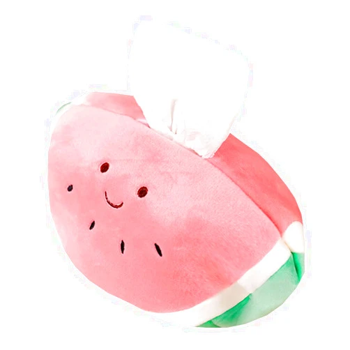 CQUUKOI Plush Fruit Watermelon Tissue Box,Cartoon Car Visor Tissue Holder 3D Sun Visor Napkin Box Paper Storage Box Car Vehicle Tissue Box Backseat Tissue Case for Car Home Decor Bathroom Kitchen