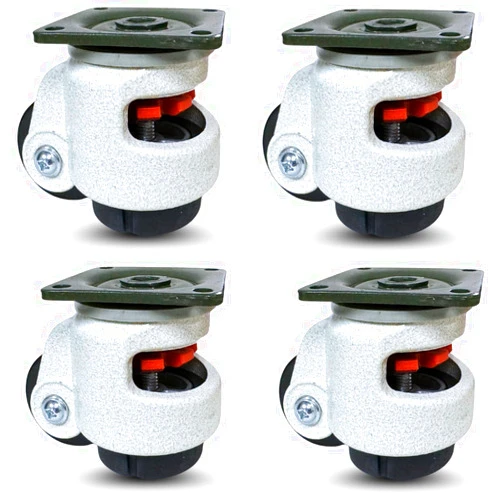 CasterHQ - Retractable Leveling Machine Casters - 4 Pack - 2,400 lbs Per Set - Premium Quality - Heavy Duty Machine Retractable Casters - 600 lbs Capacity Each Caster - New Improved Design!