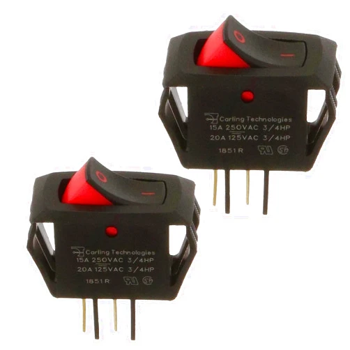 Cpartstore-Top RSCA201-VB-B-9-V Rocker Switch SPST 20A-125V (2 Pack)
