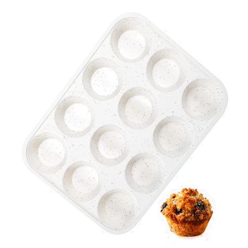 Fimary Silicone Cupcake Molds - 12-Cup Cupcake Pans for Baking Non-stick Food Grade Silicone Muffin Tins Great for Homemade Muffins, Cupcakes - Pan-Size 13.3