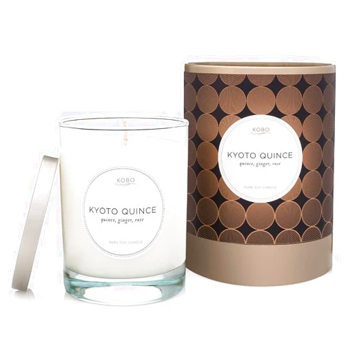KOBO Kyoto Quince Candle (11 oz) | Modern, Geometric Jar Candle | Unisex, All Season | 80 Hour Burn Time | Clean Burn | Scent: Ginger, Quince, Rose