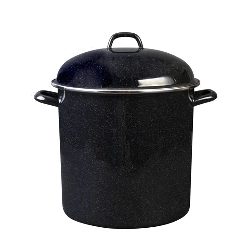 Granite Ware 15 Qt Heavy Gauge Stock Pot with Lid. (Speckled Black) Enamelware. Stainless Steel. Suitable for cooktops, oven to table. Dishwasher Safe.