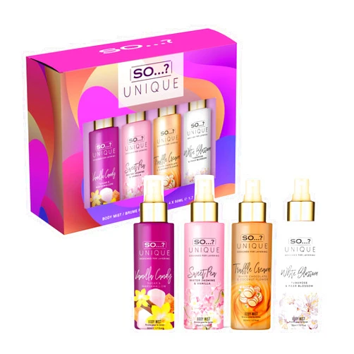 So...? So…? Unique Body Mist Set - Perfumes for Women - Gifts for Women - Body Spray for Women - Vegan, Cruelty-Free - 650-1000 Sprays - 4 pcs
