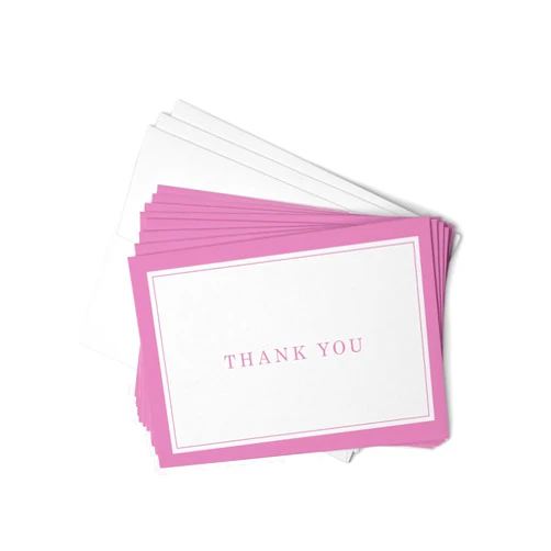 Hill Valley Greetings Formal Thank You Cards with Border - 48 Classic Note Cards with Envelopes - For Business Professionals & Special Events (Pink)