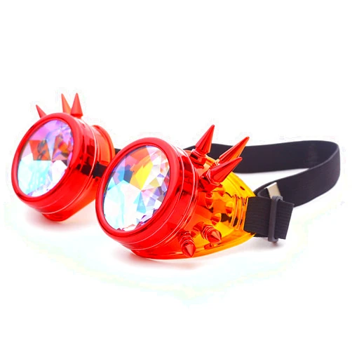 RuiJinGen Kaleidoscope Steampunk Goggles Rave Glasses Rainbow Prism Diffraction EDM Psychedelic Lenses