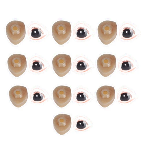TITA-DONG 10 Set Doll Eyes for Crafts, Plastic Triangular 3‑Dimensional Eyelashes Cartoon Eyeball Toy Accessories, Craft Doll Eyes for DIY Doll Crafts, Crochet Toy and Stuffed Animals (17x20mm)