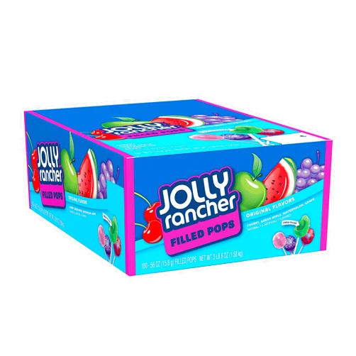 JOLLY RANCHER Filled Pops Assorted Fruit Flavored Candy Box, 56 oz (100 Pieces)