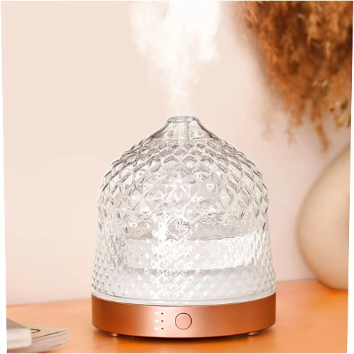 Levoair 200ml Glass Reservoir Essential Oil Diffuser with Glass Dome Ultrasonic Aromatherapy Diffuser with Four Timer Colorful Light Auto-Off for Gift Home Office Bedroom