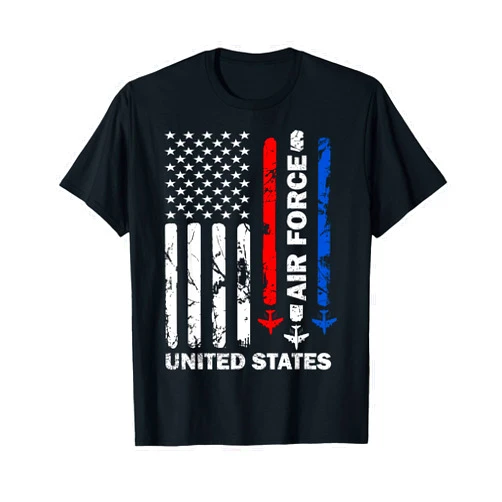 4th of July USAF Air Force Veteran Memorial Day United States Air Force American Vintage USA Flag Patriotic T-Shirt